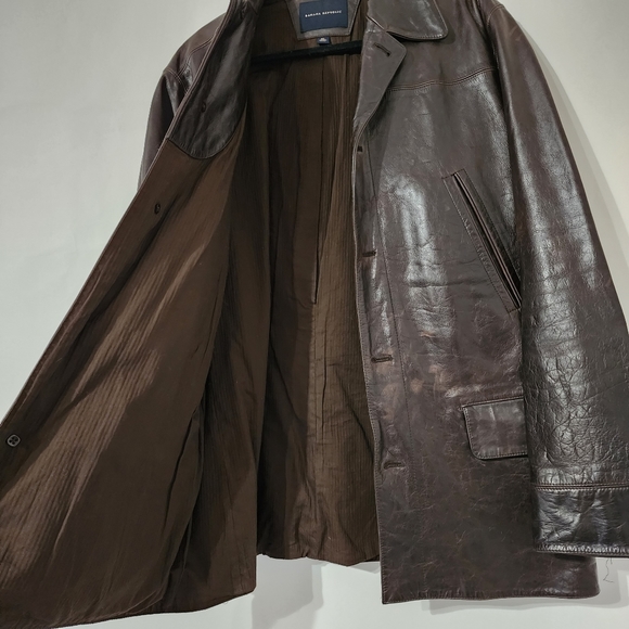 Banana Republic Vintage Men's Brown Leather Jacket XL - Picture 8 of 9